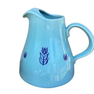 Vintage USA 1950 Hall Cronin blue tulip pottery Pitcher